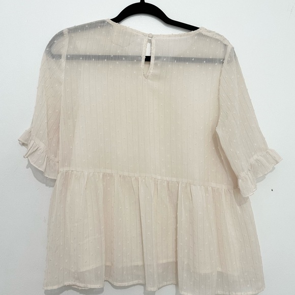 Savanna Jane sheer white short sleeve blouse with embroidery size medium - Picture 4 of 5